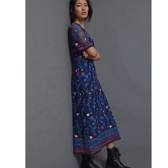 Anthropologie Mehreen Embroidered Maxi Dress Size 2 - Picture 11 of 12